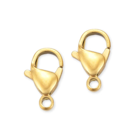 5 stuks Roestvrij stalen (RVS) karabijnsloten goud - 10x6mm