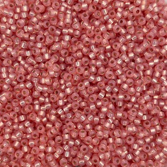 5gram Miyuki rocailles 11/0 (2mm) Silverlined dyed alabaster salmon - 642