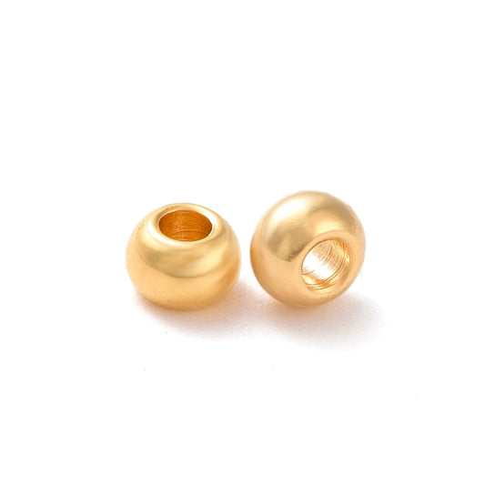 10 stuks Roestvrij stalen (RVS) kralen 18k gold plated - 4mm