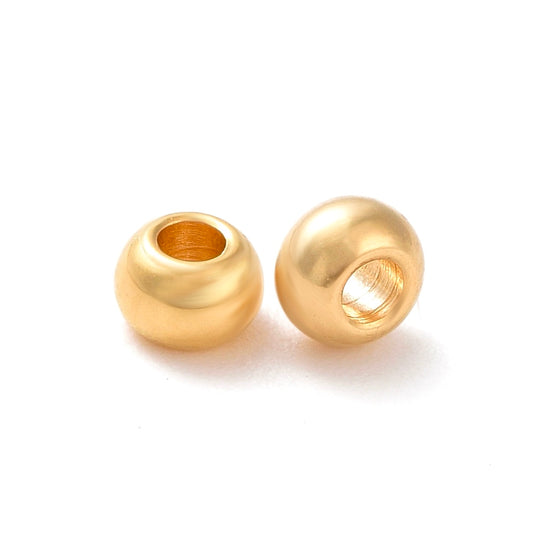 10 stuks Roestvrij stalen (RVS) kralen 24k gold plated - 6mm