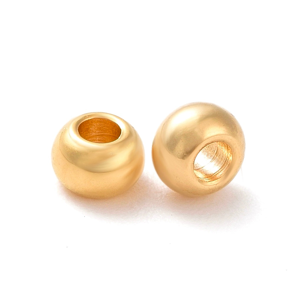 10 stuks Roestvrij stalen (RVS) kralen 18k gold plated - 8mm