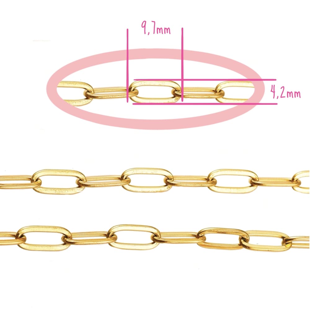 Gouden paperclipkettinkjes van roestvrij staal, 9,7x4,2 mm, allergievrij met 18K goudplating, ideaal voor doe-het-zelf-sieraden.