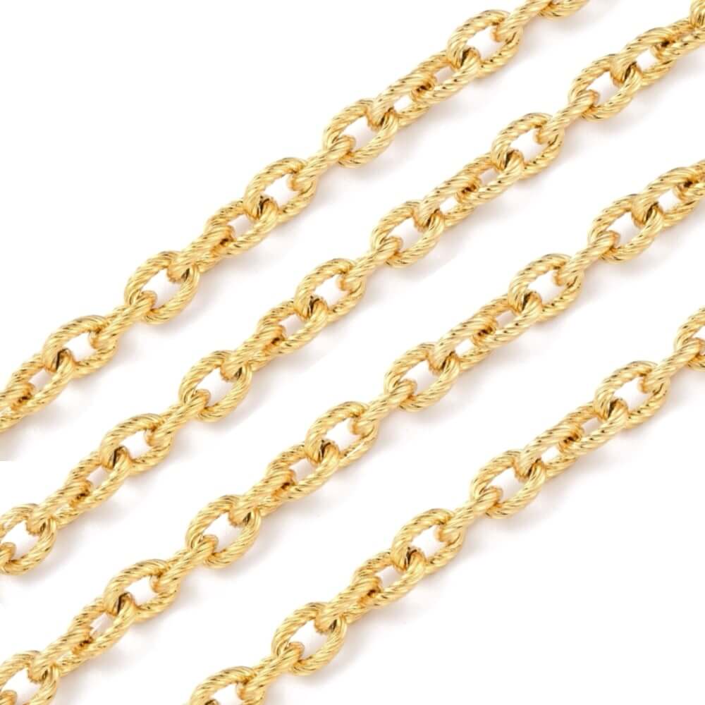 Elegante 18K vergulde roestvrijstalen schakels, perfect voor het maken van sieraden, verkocht per 20cm.