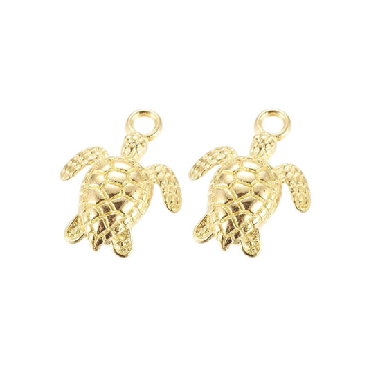 (per stuk) Schildpad bedel goud - 16x13mm