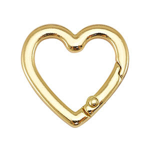 (per stuk) Sleutelhanger clip goud hart - 25x26mm