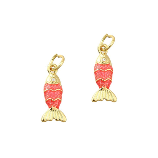 (per stuk) Vis bedel goud roze - 15x6,5mm