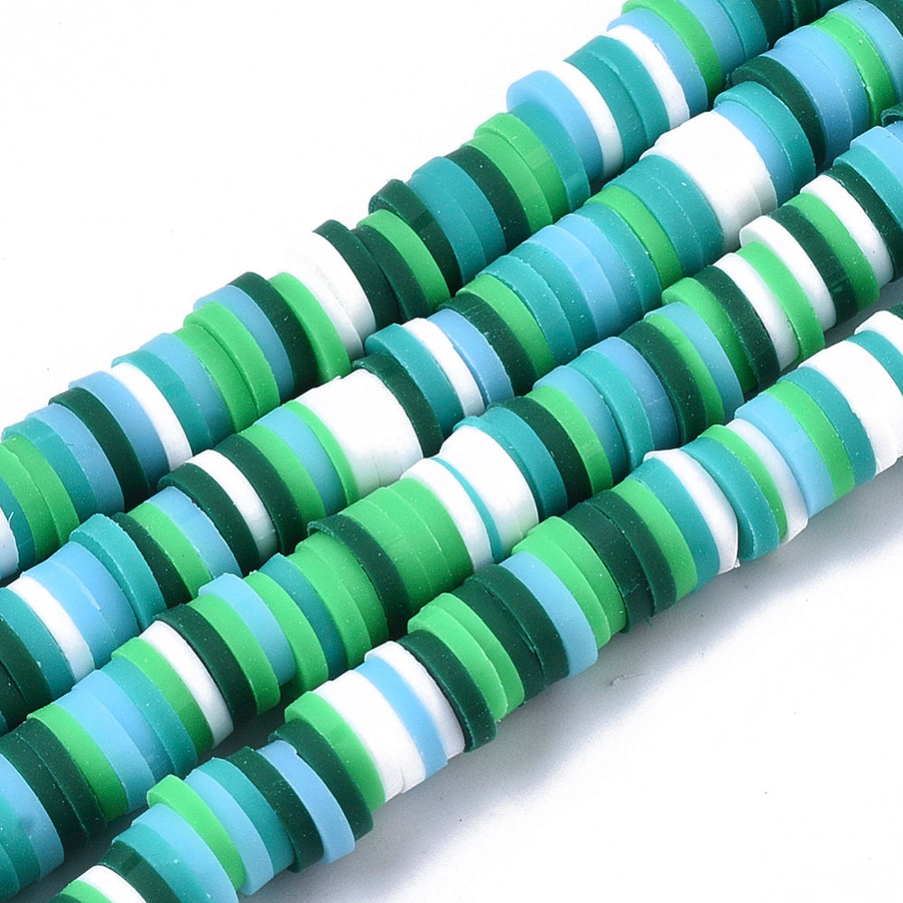 40cm Streng Katsuki polymeer kralen groen wit blauw - 6mm
