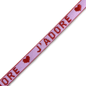 (per meter) "J'Adore" lint paars rood - 10mm
