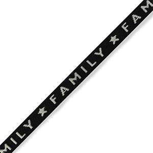 (per meter) "Family" lint zwart grijs - 10mm