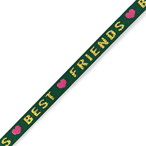 (per meter) "Best Friends" lint groen goud roze - 10mm