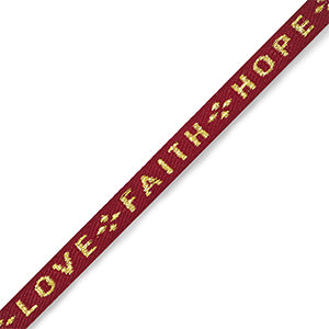 (per meter) "Love Faith" lint Rood Goud - 10mm
