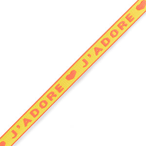(per meter) "J'Adore" lint neon geel oranje - 10mm