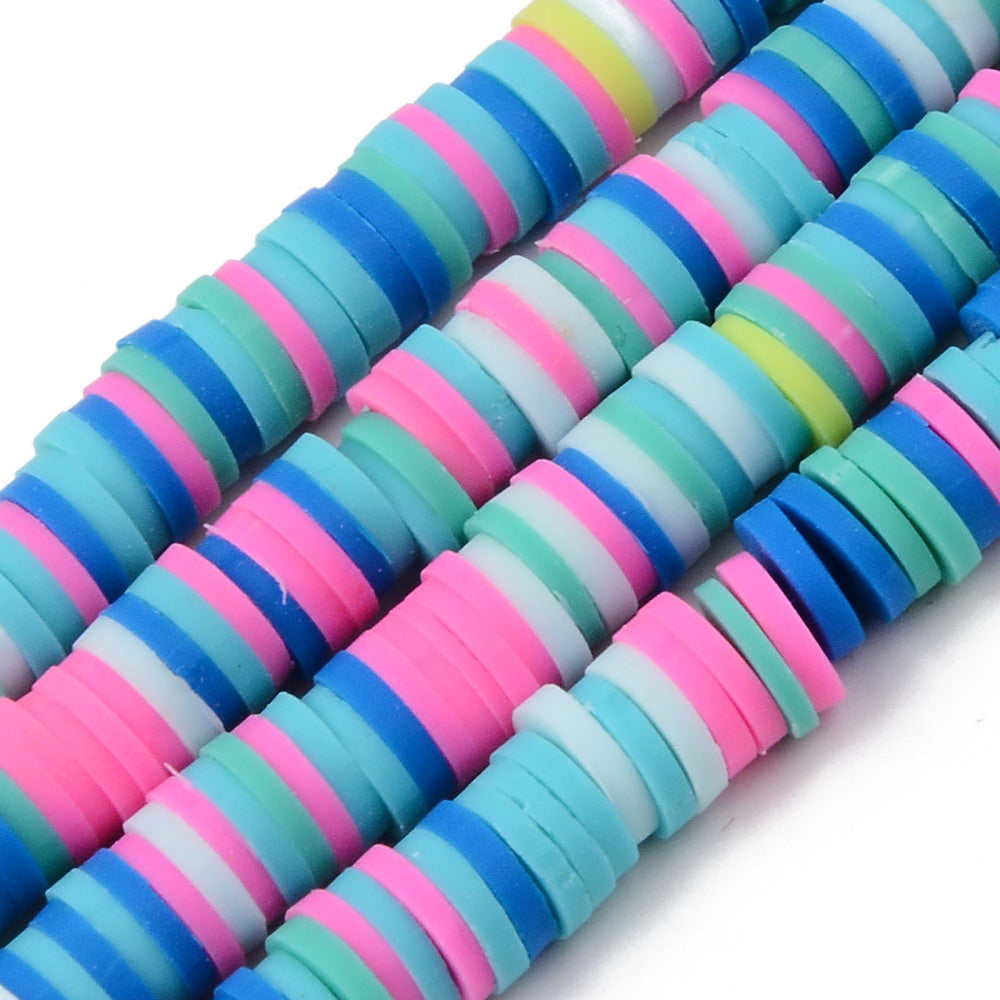 40cm Streng Katsuki polymeer kralen roze blauw cyaan - 6mm