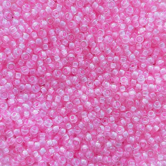 5gram Miyuki Rocailles 11/0 (2mm) Pink lined crystal - 11-207