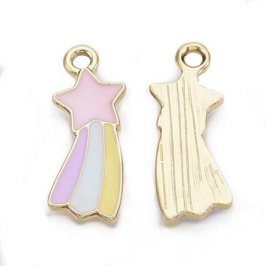 (per stuk) Pastel Ster bedel - 23,5x9x1mm