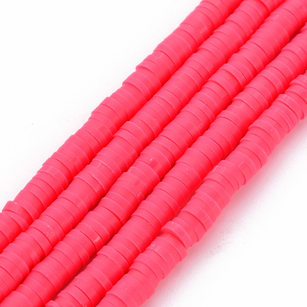 40cm Streng Katsuki polymeer kralen Flamingo Rood - 4mm