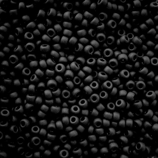 5gram Miyuki Rocailles 8/0 (3mm) Opaque matte black - 8-401f