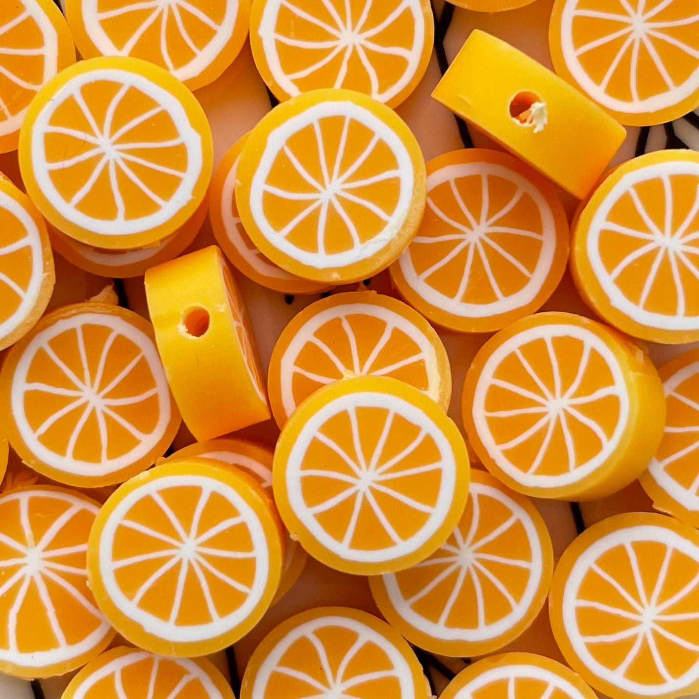 (per stuk) Polymeer fruit kraal Sinaasappel - 10mm