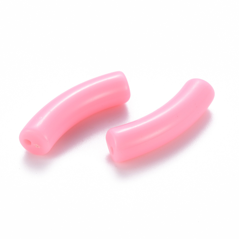 (per stuk) Acryl Tube Kraal Licht Roze - 32x8mm