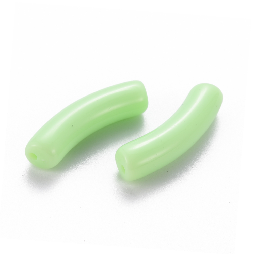 (per stuk) Acryl Tube Kraal Mint Groen - 32x8mm