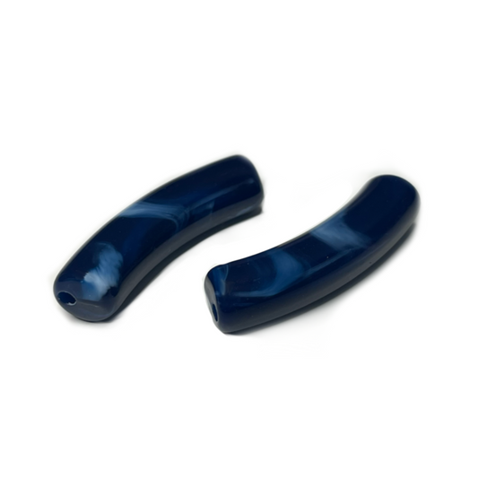 (per stuk) Acryl Tube Kraal Imitatie Gemstone Donker Blauw - 32x8mm