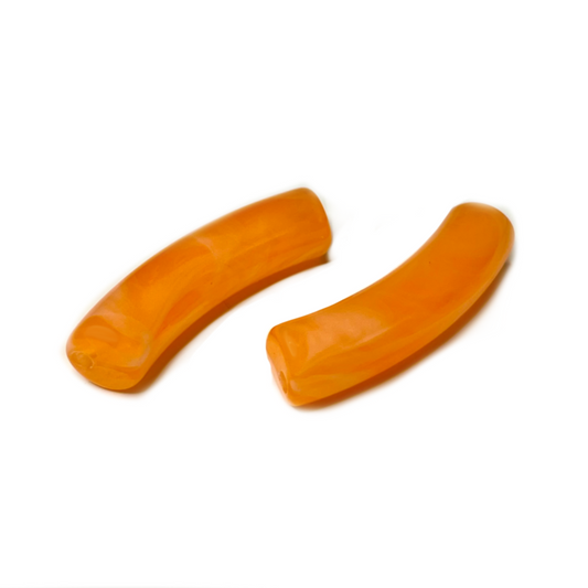 (per stuk) Acryl Tube Kraal Imitatie Gemstone Oranje - 32x8mm