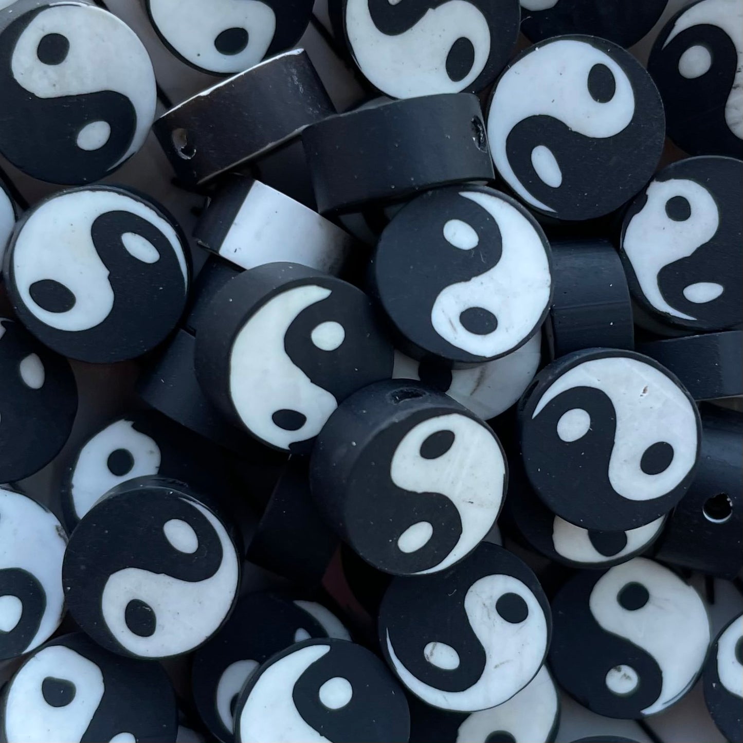 5 stuks Zwarte Yin Yang Polymeer kralen - 10mm