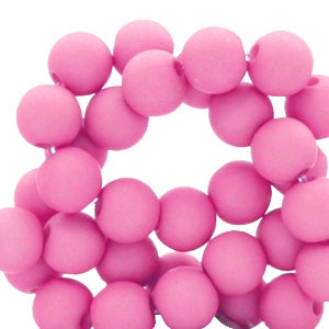 50 stuks acryl kralen donker roze - 6mm