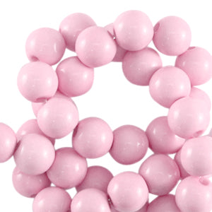 50 stuks acryl kralen shiny donker roze - 6mm